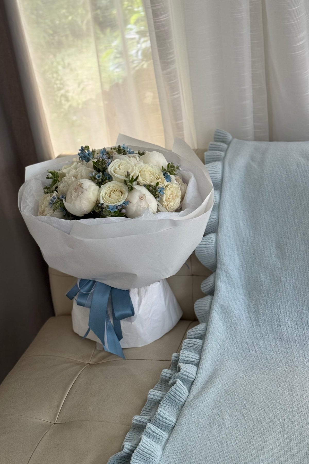 Blue Whisper Peony Bouquet